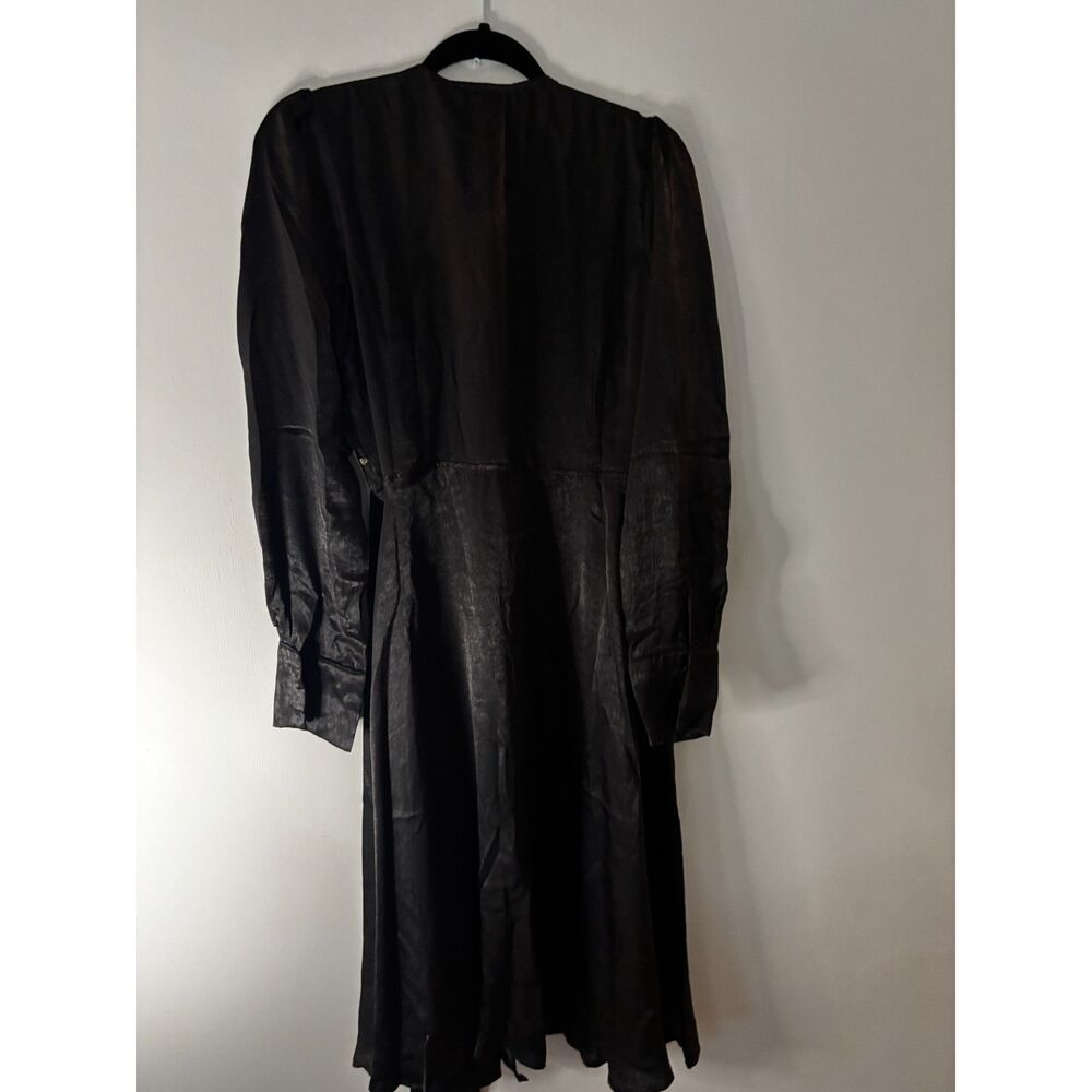 Mia Joy (Joyfolie) Womens Black Satin Arina Dress Wrap dress Size Large NWT - Picture 4 of 6